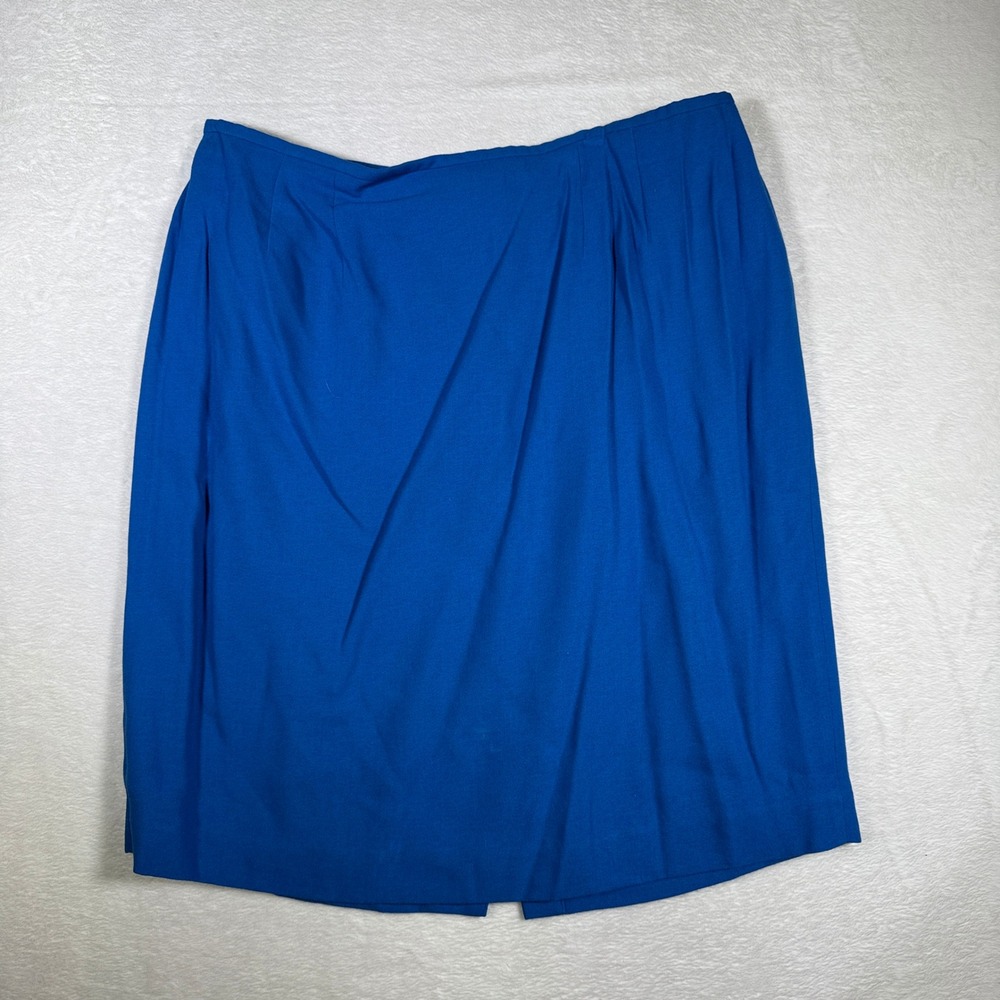 Worthington Women Blue Pleated Knee Length Skirt Size‎ L